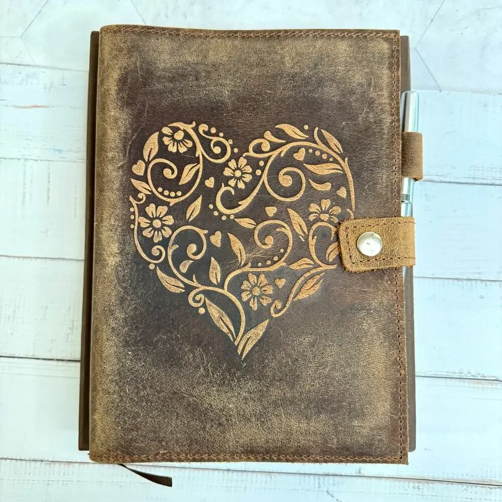 NIB Moonster Leather Journal Handmade Heart Cover 5x7